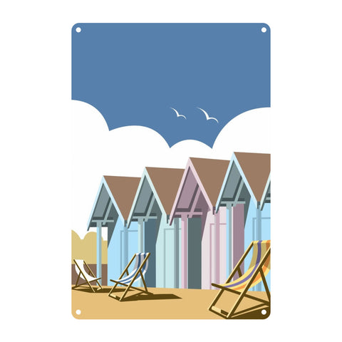 Beach Huts Metal Sign