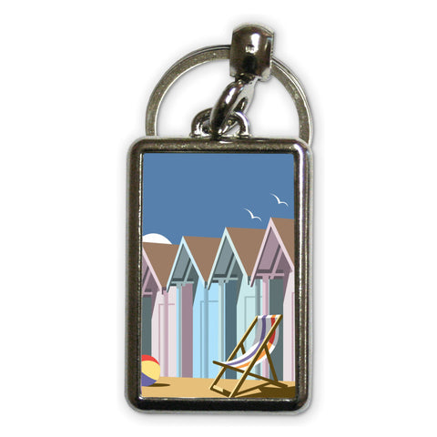 Beach Huts Close Up Metal Keyring