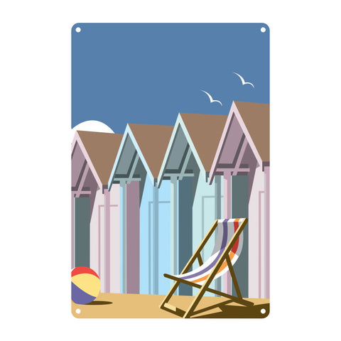 Beach Huts Close Up Metal Sign