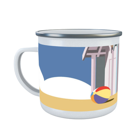 Beach Huts Close Up Enamel Mug
