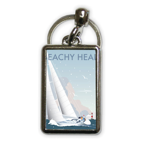 Beachy Head Winter Metal Keyring