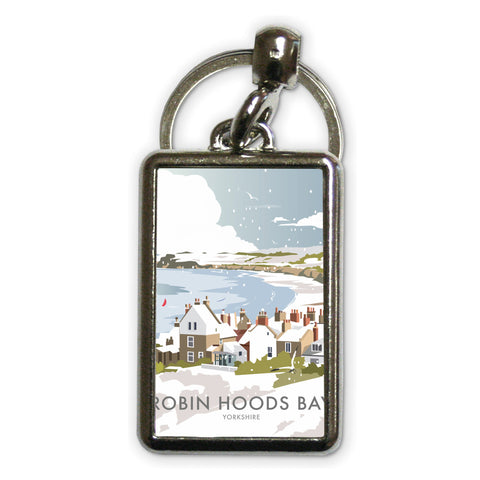Robin Hoods Bay Winter Metal Keyring