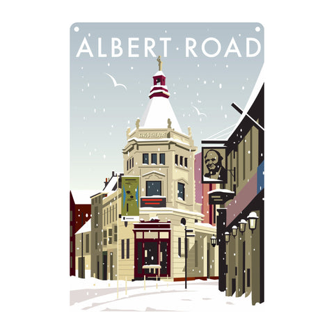 Albert Road Southsea Winter Metal Sign