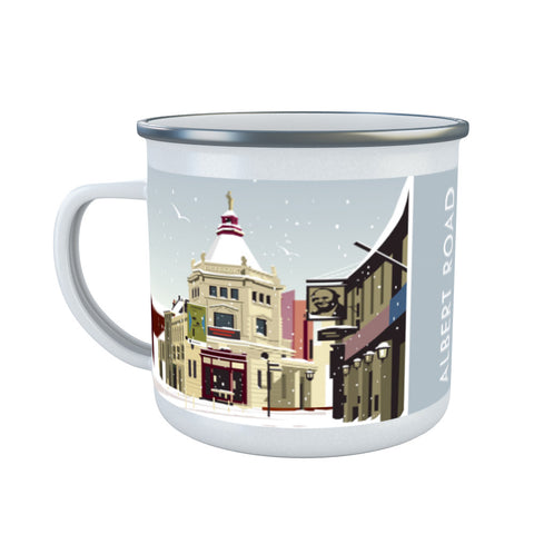 Albert Road Southsea Winter Enamel Mug
