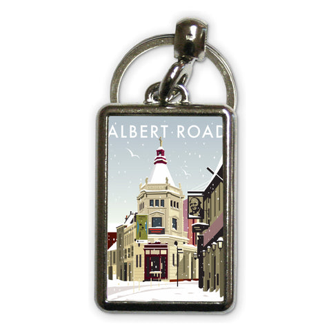 Albert Road Southsea Winter Metal Keyring
