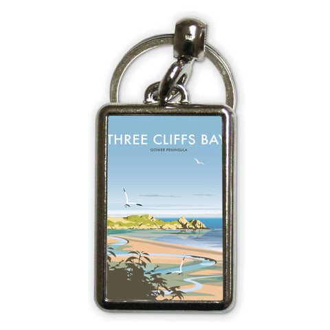 Three Cliffs Bay Metal Keyring