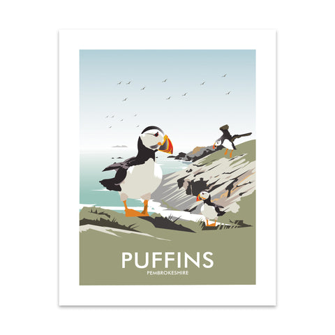 Puffins, Pemrokshire Art Print