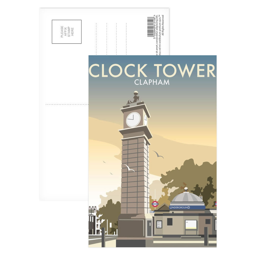 Clock Tower, Clapham Postcard Pack of 8