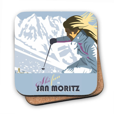 Ski Fun in San Moritz - Cork Coaster