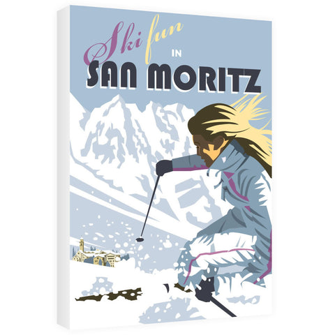 Ski Fun in San Moritz - Canvas