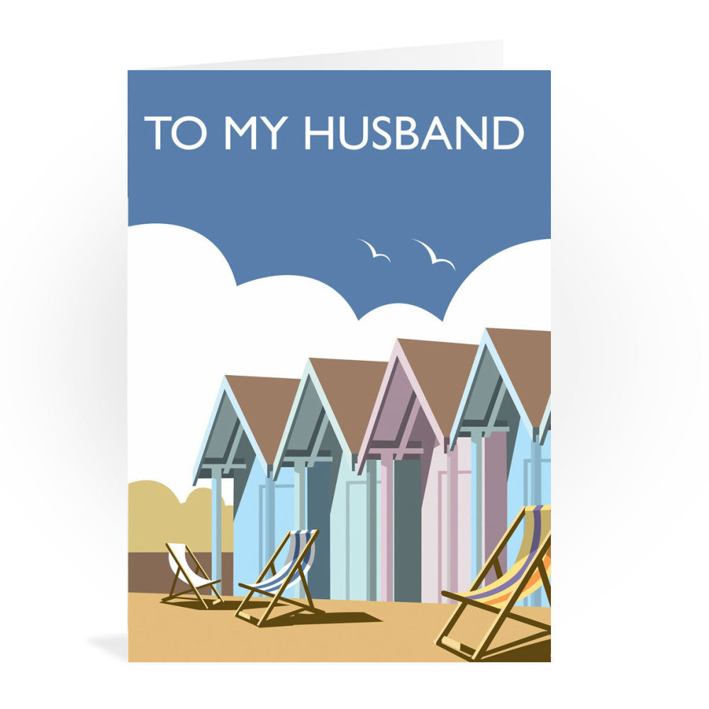Beach Huts Husband Greeting Card