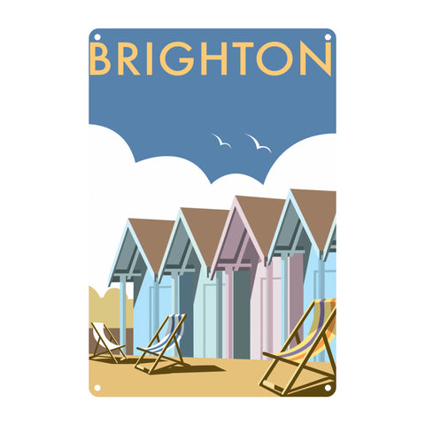 Brighton Beach Huts Metal Sign