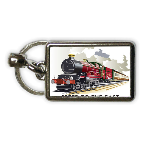 Speed to the East Metal Keyring