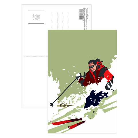 Skier Postcard Pack of 8