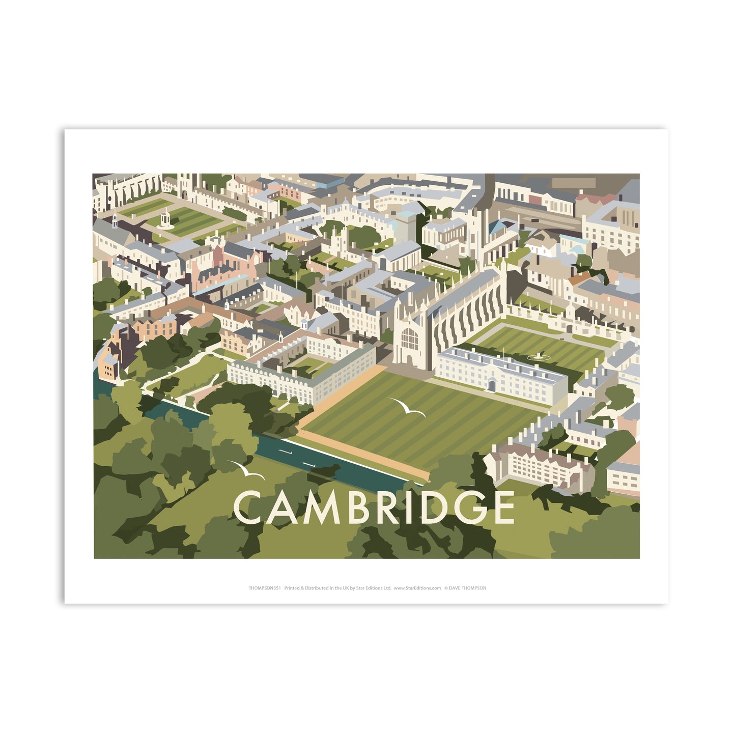 An Aerial View of Cambridge, Cambridgeshire - Fine Art Print