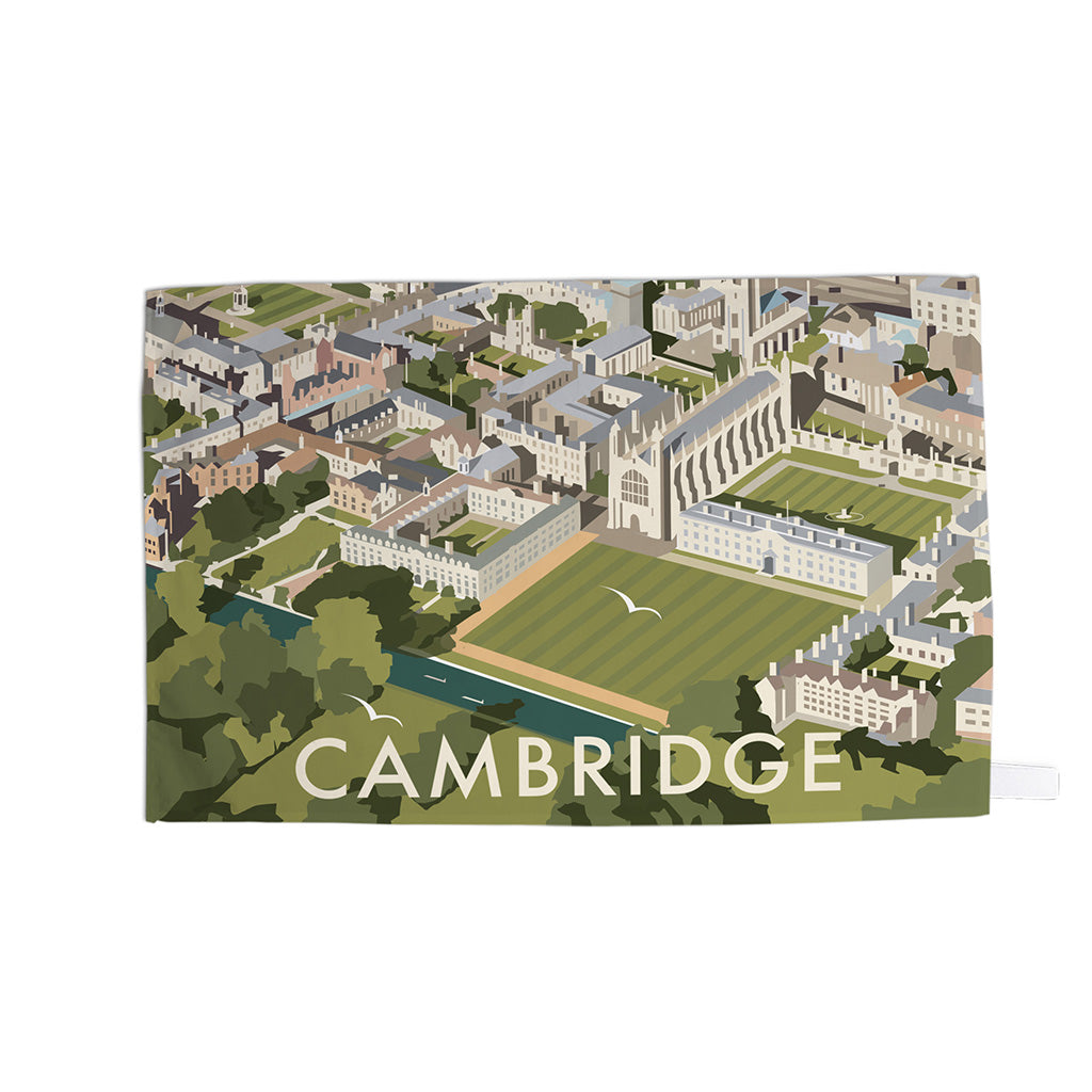 Aerial View of Cambridge, Cambridgeshire Tea Towel
