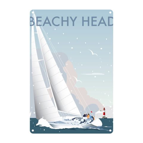 Beachy Head Winter Metal Sign