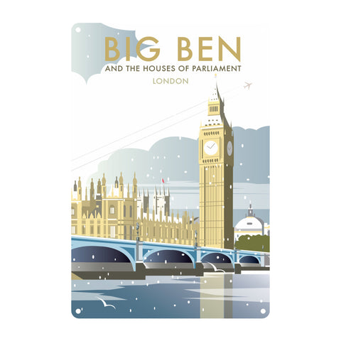 Big Ben and Houses of Parliament Winter Metal Sign
