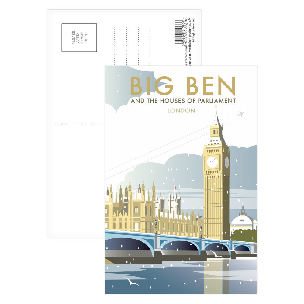 Big Ben and Houses of Parliament Winter Postcard Pack of 8