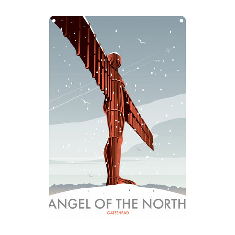 Angel of the North Winter Metal Sign