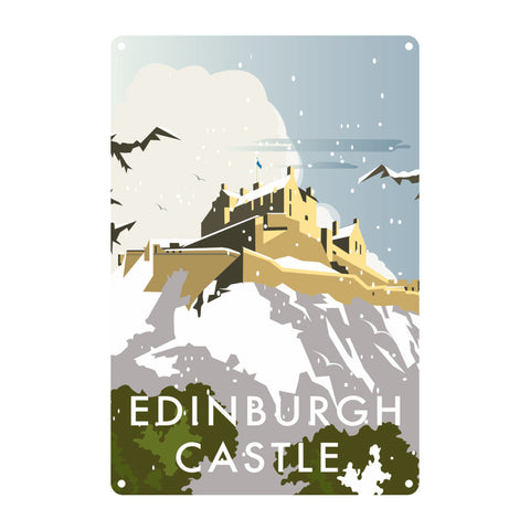 Edinburgh Castle Winter Metal Sign