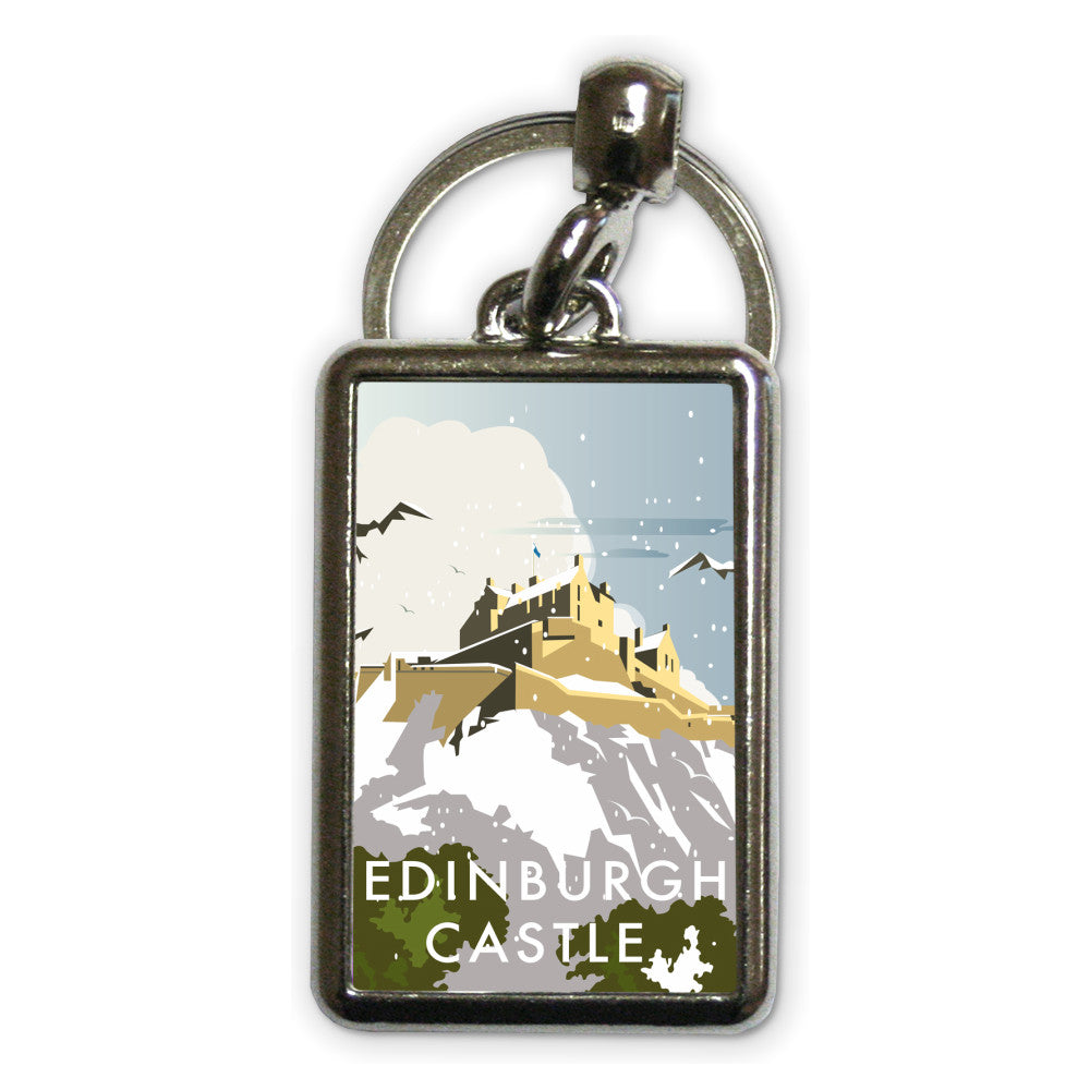 Edinburgh Castle Winter Metal Keyring