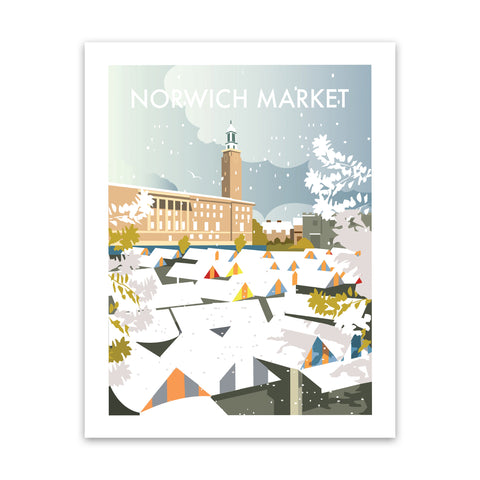 Norwich Market Winter Art Print