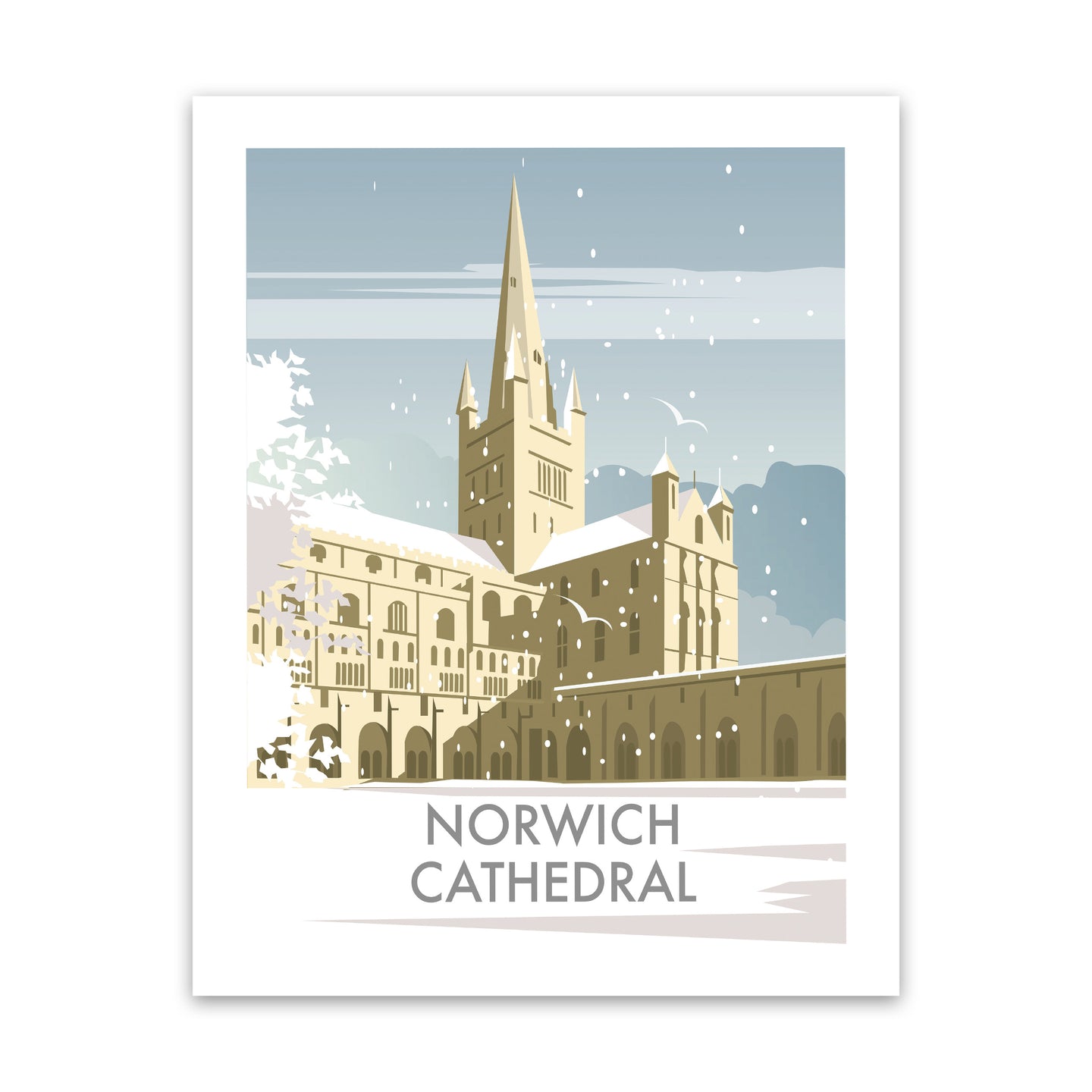 Norwich Cathedral Winter Art Print