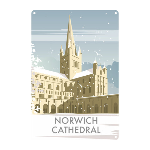 Norwich Cathedral Winter Metal Sign