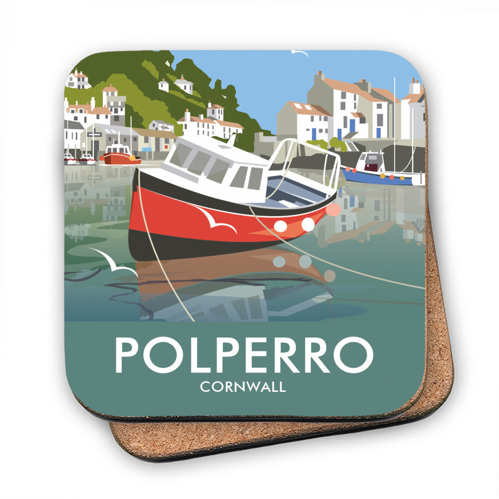 Polperro, Cornwall - Cork Coaster – Dave Thompson Art