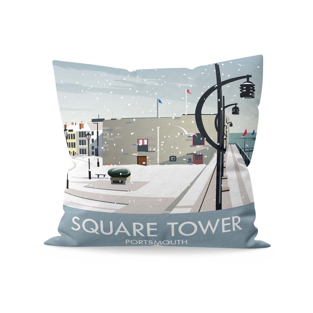 Square Tower Portsmouth Winter Cushion