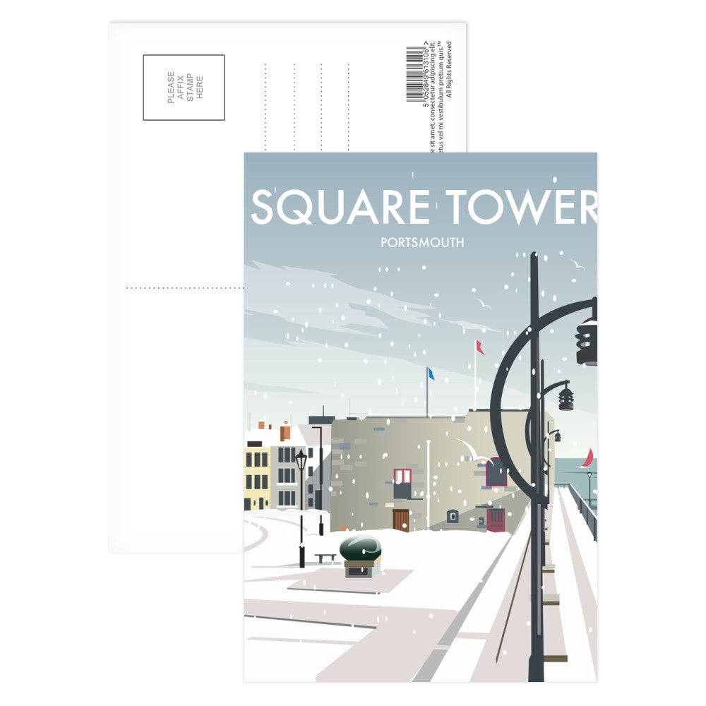 Square Tower Portsmouth Winter Postcard Pack of 8