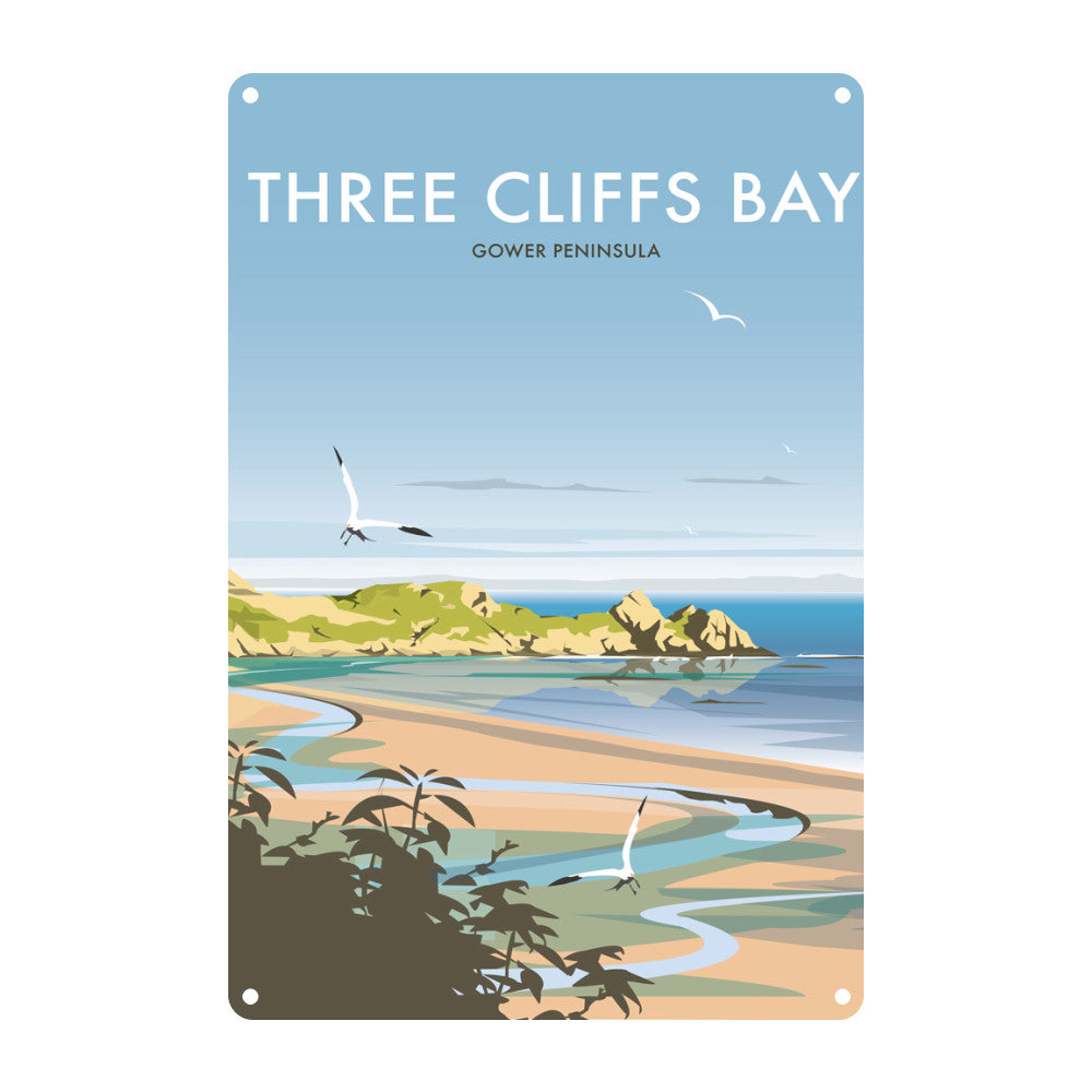 Three Cliffs Bay Metal Sign