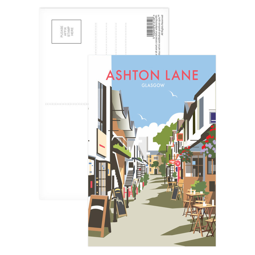 Ashton Lane, Glasgow Postcard Pack of 8