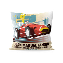 Load image into Gallery viewer, Juan Manuel Fangio, Grand Prix, Nurburgring,1957 Cushion
